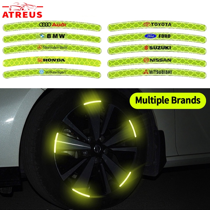 Bộ 20 Miếng Dán Viền Bánh Xe Hơi / Xe Máy Phản Quang Cảnh Báo An Toàn