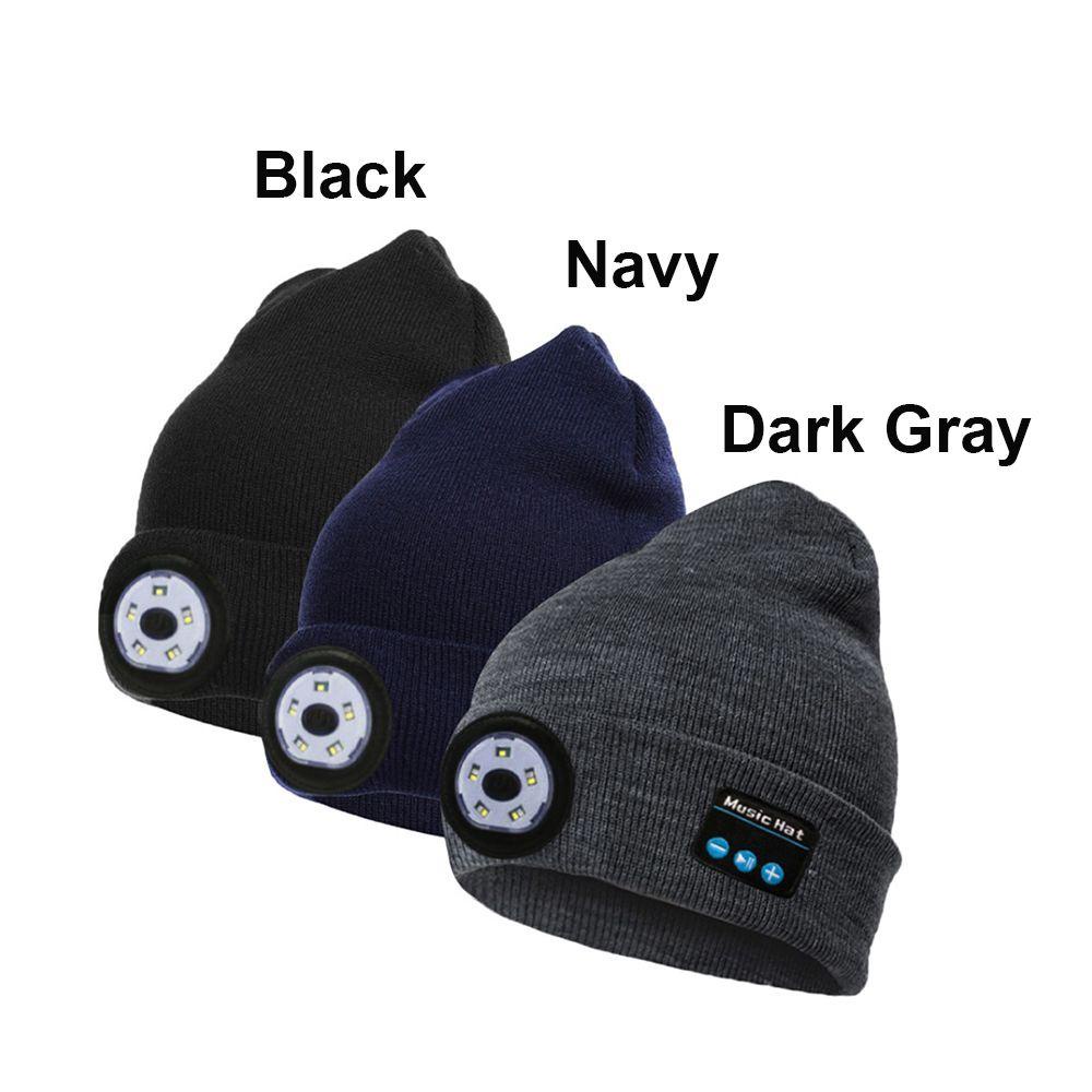 Wttle Mũ beanie Có Đèn LED Phát Sáng Kết Nối Bluetooth Cảnh Báo Ánh Sáng Đỏ Và Xanh Dương