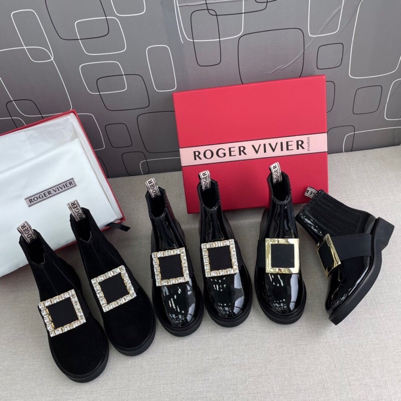 Bốt nữ cổ ngắn da thật nhập khẩu thương hiệu Roger Vivier cao cấp mẫu mới thời trang