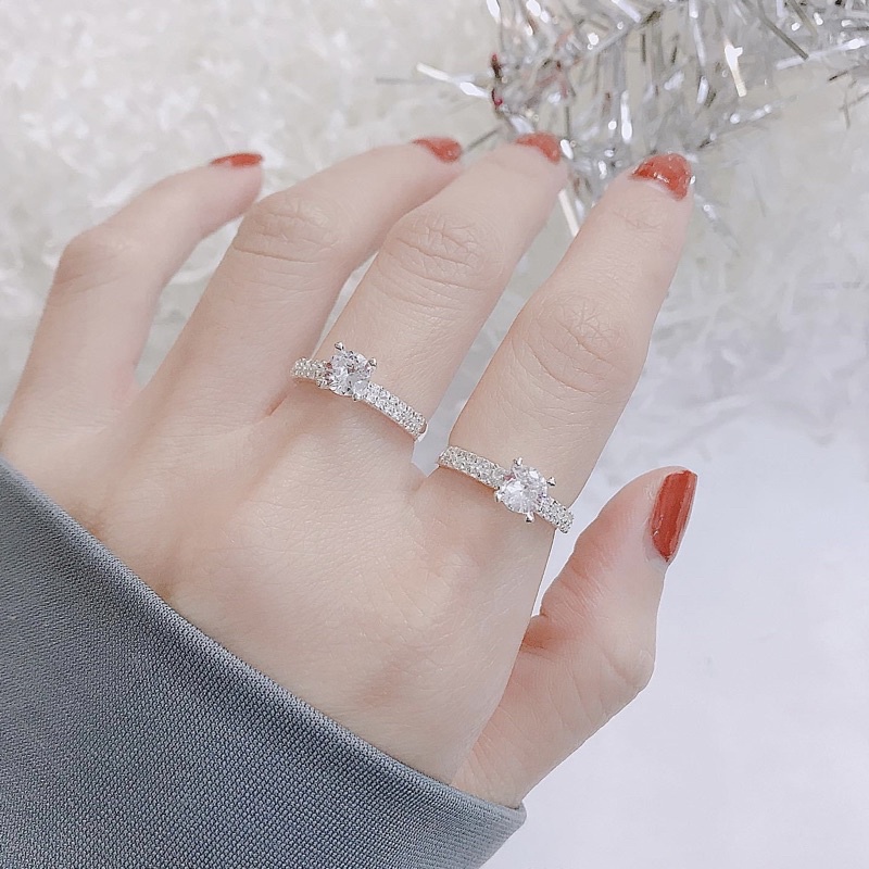 Nhẫn nữ bạc ta đá cao thân hai hàng đá - Vàng bạc Khải Khải