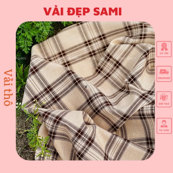 ⚡Sỉ tận gốc⚡ Vải thô cotton kẻ caro mềm mát, thấm hút mồ hôi tốt