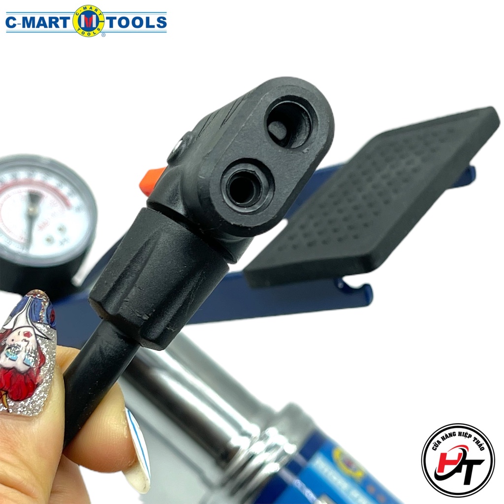 Bơm đạp chân xe máy xe đạp lốp ô tô bóng hơi 2 ống xilanh CMART L0001 BC-CM-L0001