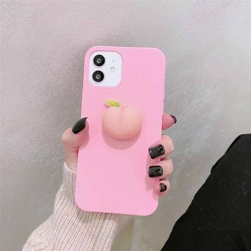 vỏ điện thoại Vivo Y50 Y30 Y20 Y20i Y20S Y12S Y7S S1 Pro Y51 2020 V20 SE V20 Pro Cute 3D Pink Peach Relieve Pressure TPU Phone Case