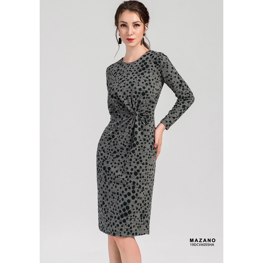 Váy len xanh chấm bi giúm eo MAZANO MS 19DCVA055HA