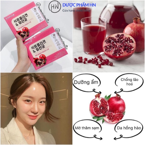 Bột Collagen Uống Lựu Đỏ Bio Cell Hàn Quốc, giảm mỡ, thừa cân, làm đẹp da, hộp 30 gói, duocphamhn92