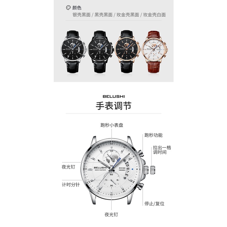Đồng hồ BELUSHI nam chống nước cao cấp - Đồng hồ nam cao cấp