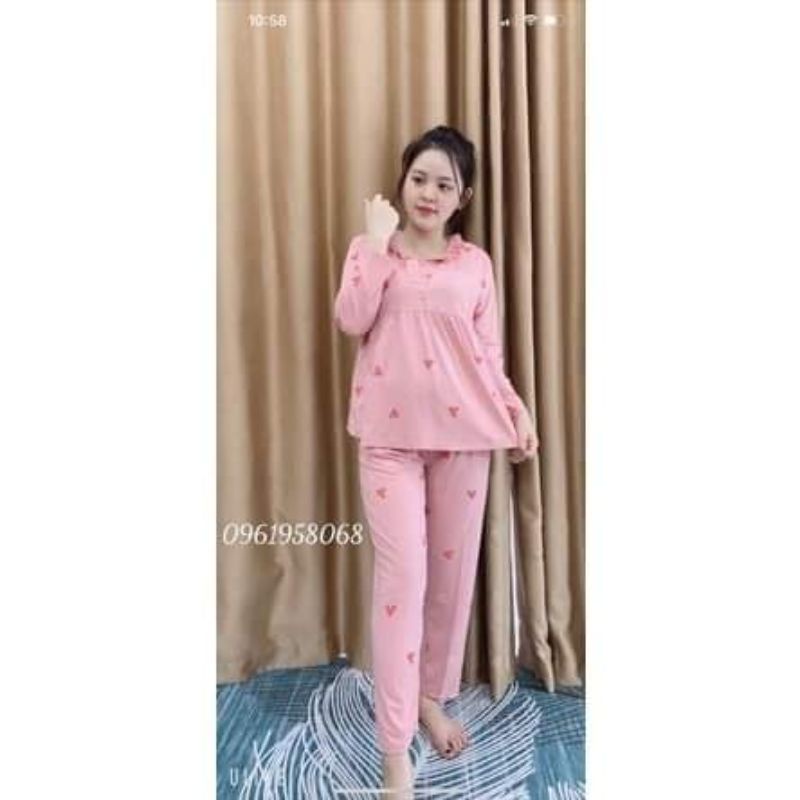 Đồ Bộ Bầu dài 3 cúc khoá dọc, Bầu và Sau Sinh Cổ Bèo Cho Bé Ti, Chất Mềm Đẹp Cao Cấp