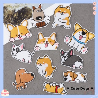 ♥ miếng dán ủi hình chú chó dễ thương ♥ 1 sticker ủi thêu hình chó corgi, chó corgi, chó corgi, chó shiba