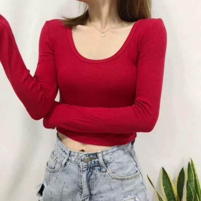 Áo crop top body tay dài QC