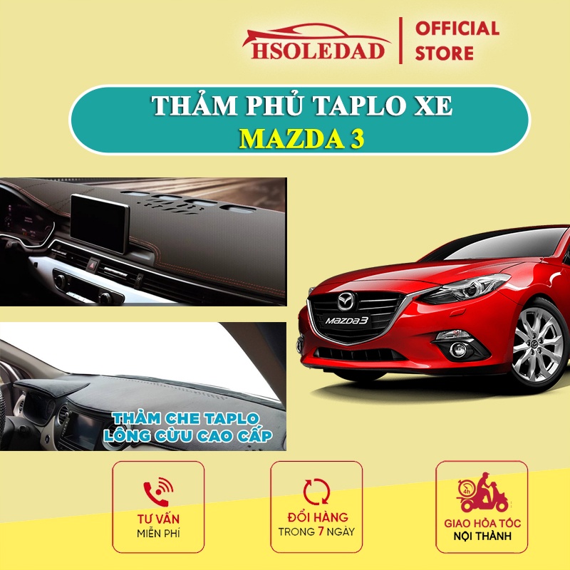 Thảm taplo MAZDA 3 bằng lông Cừu 3 lớp hoặc Da Cacbon