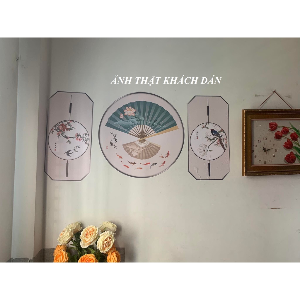 Decal dán tường  phong cách trung hoa cổ, sơn thủy, trang trí phòng ngủ, phòng khách