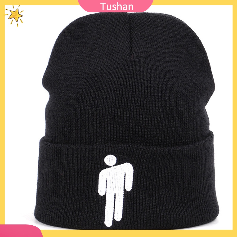 Mũ Len Màu Trơn Thêu Hình Người Phong Cách Hip Hop