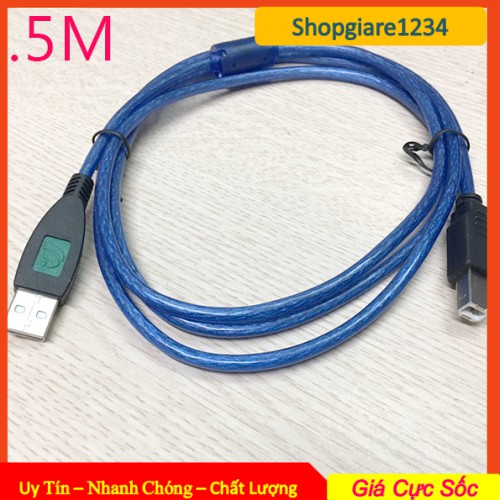 Cáp máy in 1.5M/ 3M/ 5M/ 10M cổng USB 2.0, chống nhiễu, màu xanh (Loại tốt)