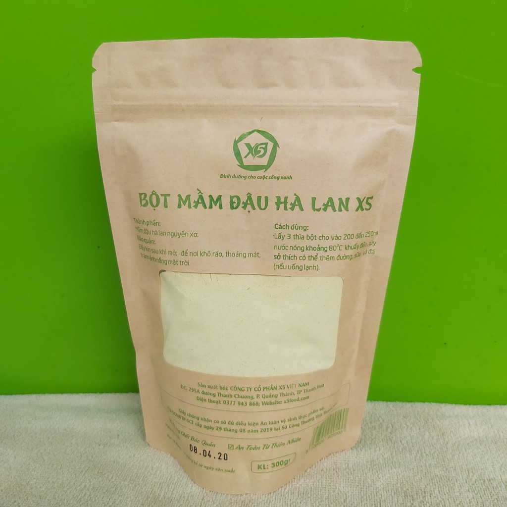 600gr  Bột mầm đậu Hà Lan X5- kim cương xanh cho sức khỏe,ăn dặm cho bé,chống táo bón,thực duõng,ăn kiêng,