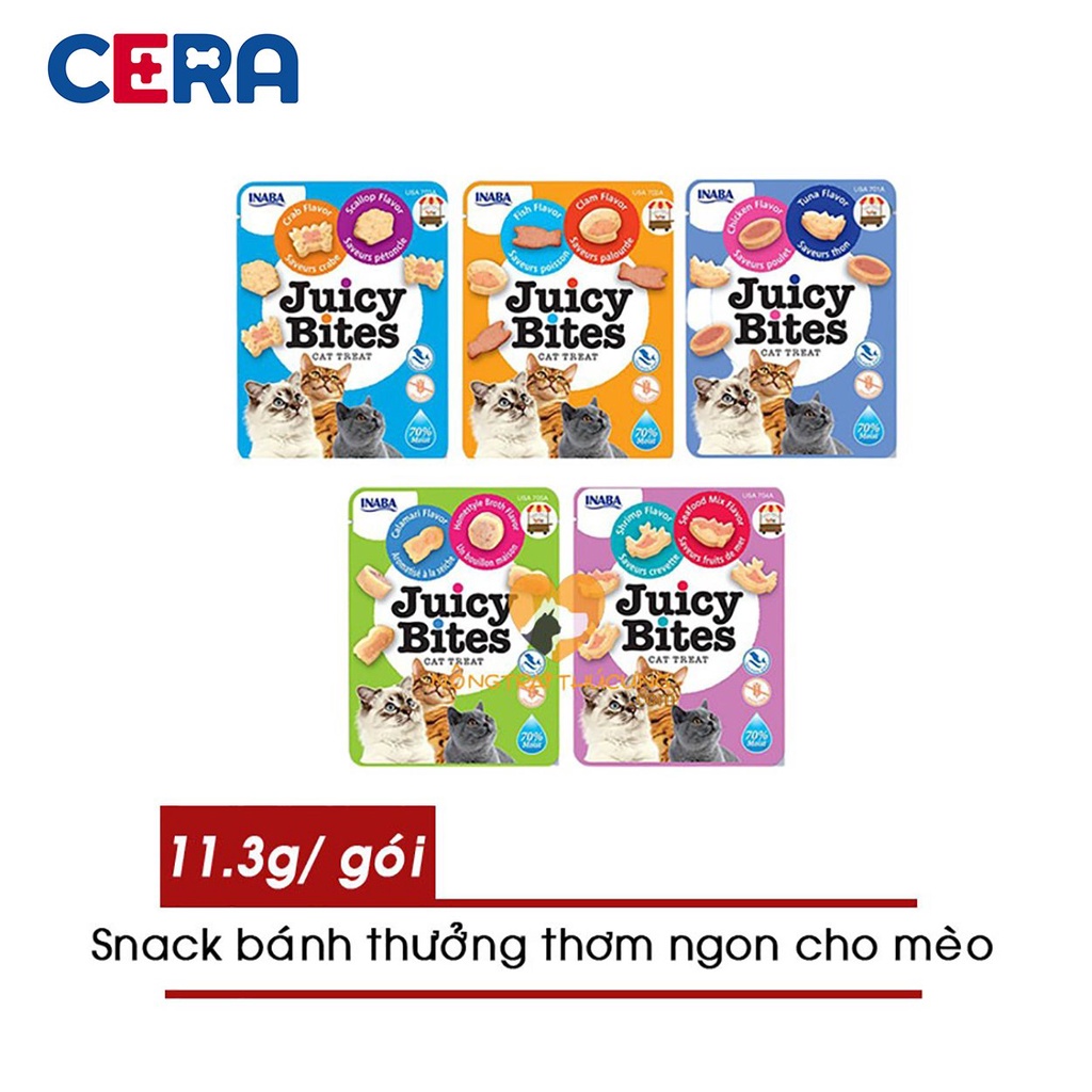 Snack Dinh Dưỡng - Bánh Thưởng Cho Mèo - Juicy Bites 11,3g (Hộp lớn 6 x 3 Gói)