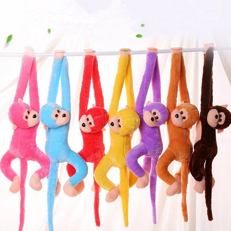 Khỉ nhồi bông tay dài xinh xắn trang trí không gian đa dụng