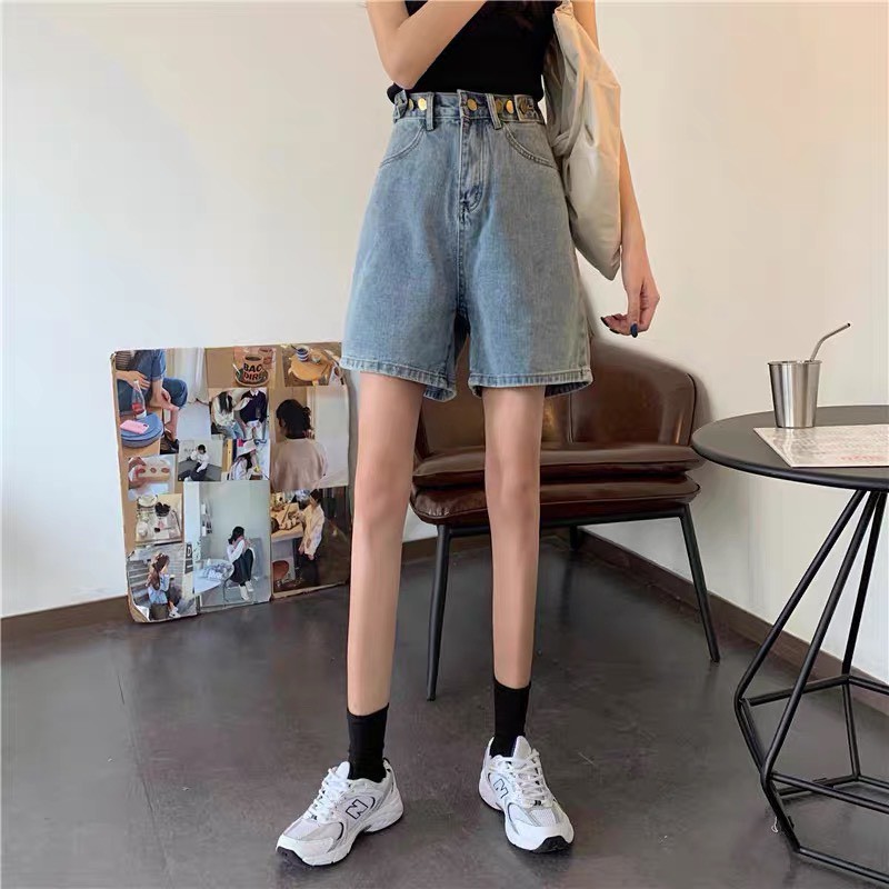 Quần short nữ ống rộng LylyshopUnisex có cúc eo, quần sooc đùi chất bò dày dặn kiểu ống rộng suông nhiều mẫu | BigBuy360 - bigbuy360.vn