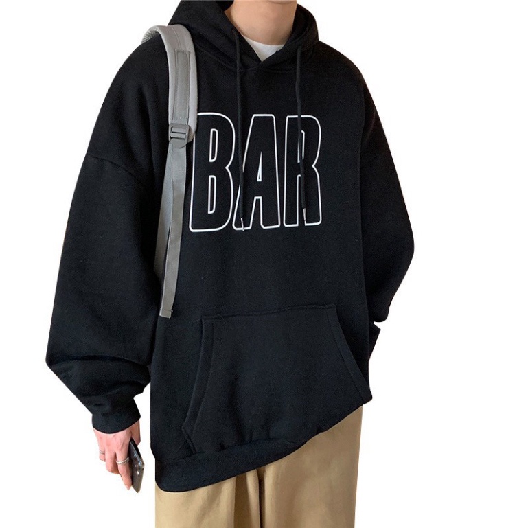 Áo Hoodie BAR Nỉ Bông Cao Cấp Form Rộng Uisex In Họa Tiết