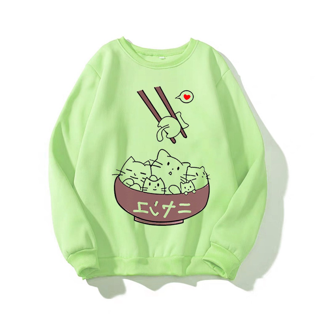 Áo Sweater nữ in Mèo Cute