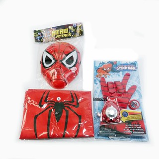 [RẺ VÔ ĐICH] -Set 3 Món Siêu Nhân Người Nhện Cho Bé (mặt nạ+găng tay+áo choàng người nhện)