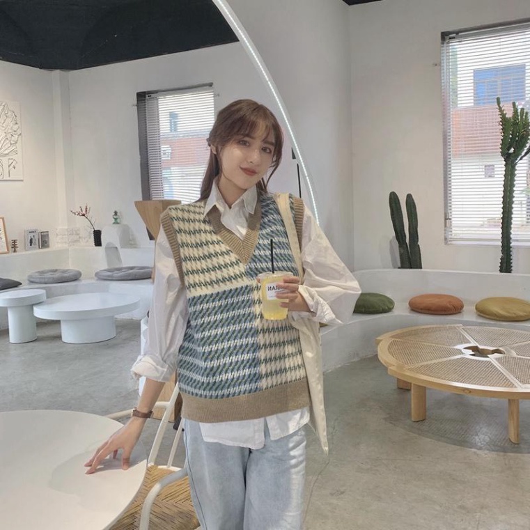 Gile Len Nữ Họa Tiết Thời Trang, Áo Gile Dáng Rộng FreeSize Kiểu Dáng Ullzzang Hàn Quốc | BigBuy360 - bigbuy360.vn