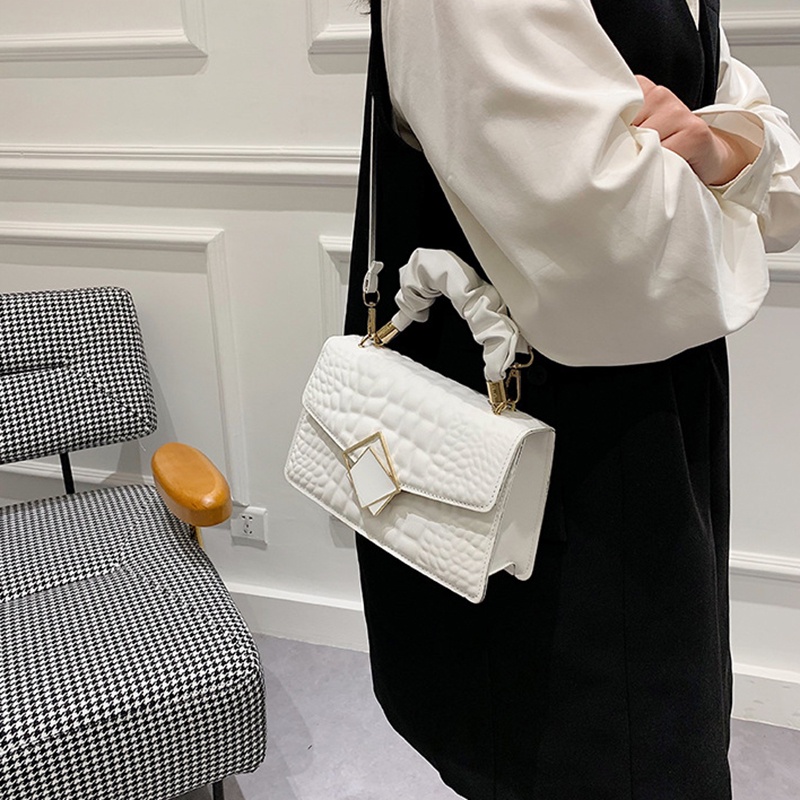 Túi xách messenger IELGY đeo 1 vai cầm tay họa tiết cá sấu đơn giản giản dị cho nữ