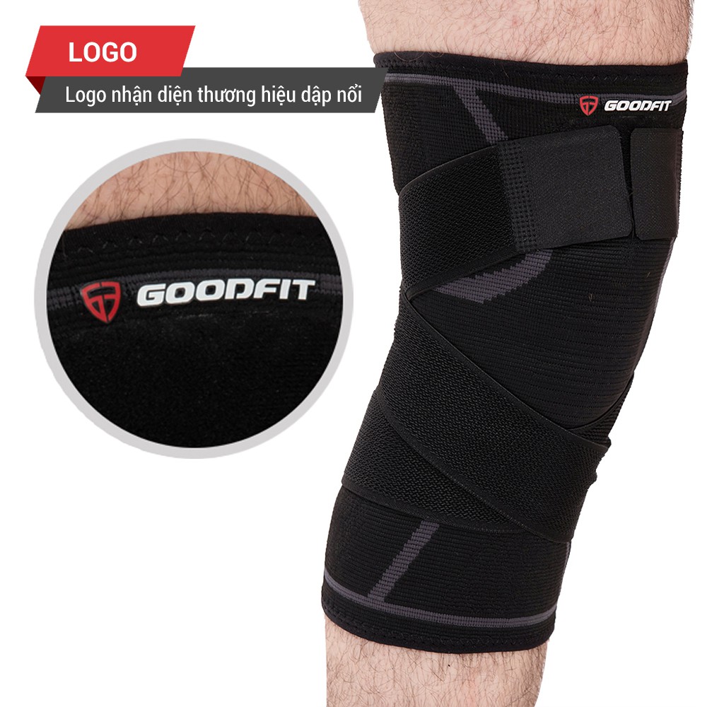 [ Hàng chính hãng ] Bó gối thể thao, băng đầu gối thủ môn, tập gym GoodFit dày dặn co giãn 4 chiều, dây quấn trợ lực chắ