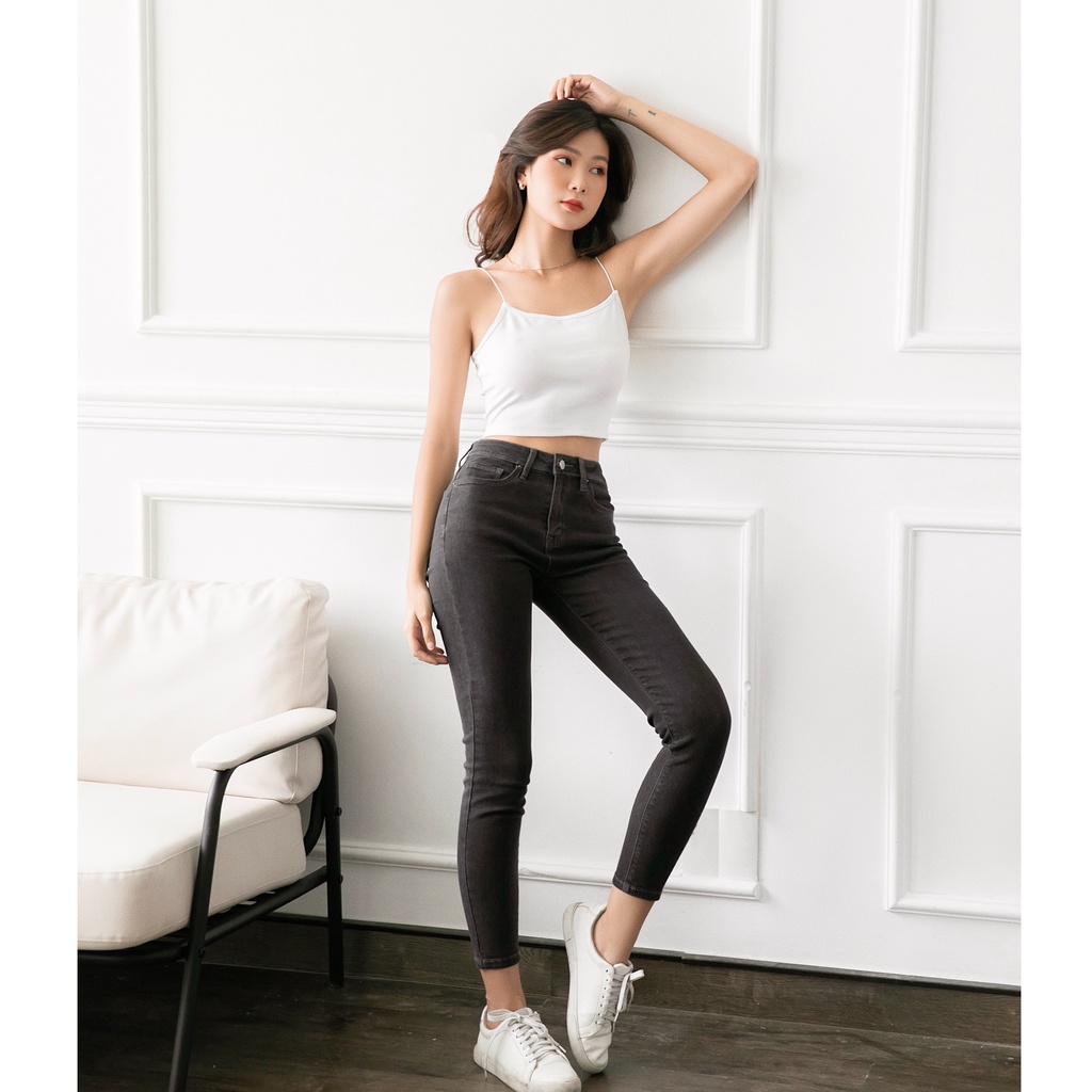 Quần skinny jeans xám trơn basic MIEU - HMR20