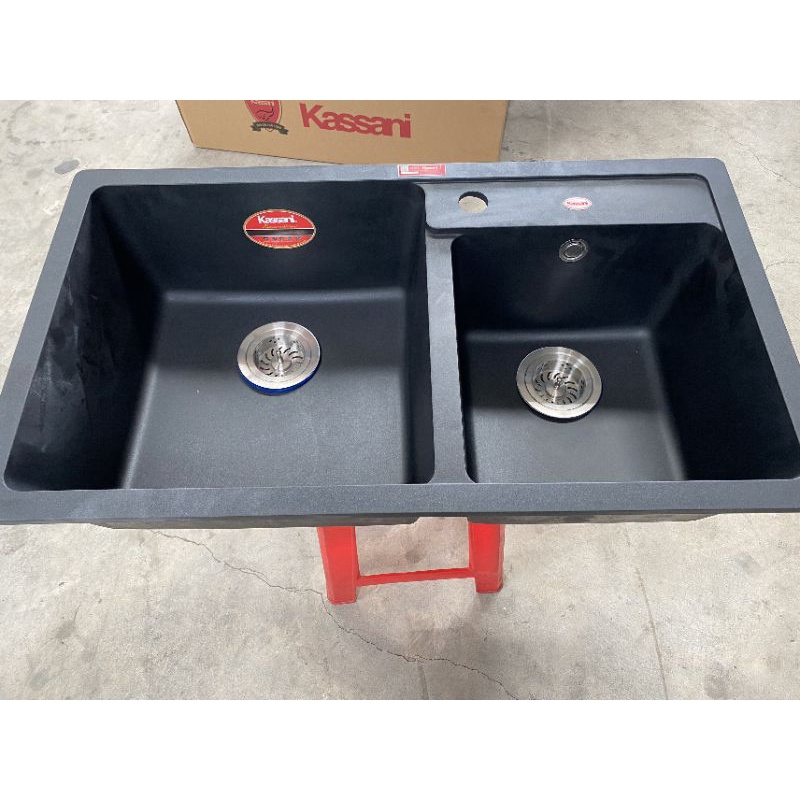 Chậu rửa chén 2 hộc Kassani KD-3508 đá nhân tạo, Bồn rửa bát 2 hộc