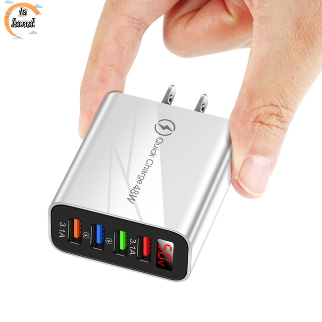 Bộ Sạc Nhanh 48W 3.1A Usb Màn Hình Lcd 4 Cổng Usb