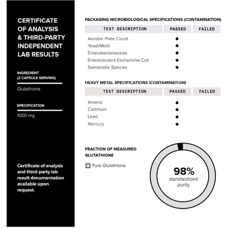 Viên trắng da liều cao Glutathione 1000mg tinh khiết Toniiq 120 viên USA