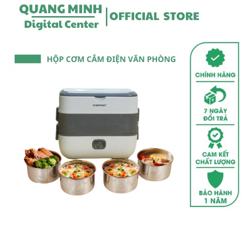 Hộp cơm cắm điện văn phòng 2 tầng 4 khay inox, hộp cơm giữ nhiệt đa năng có chức năng hâm nóng nấu chín thức ăn BH 1 năm