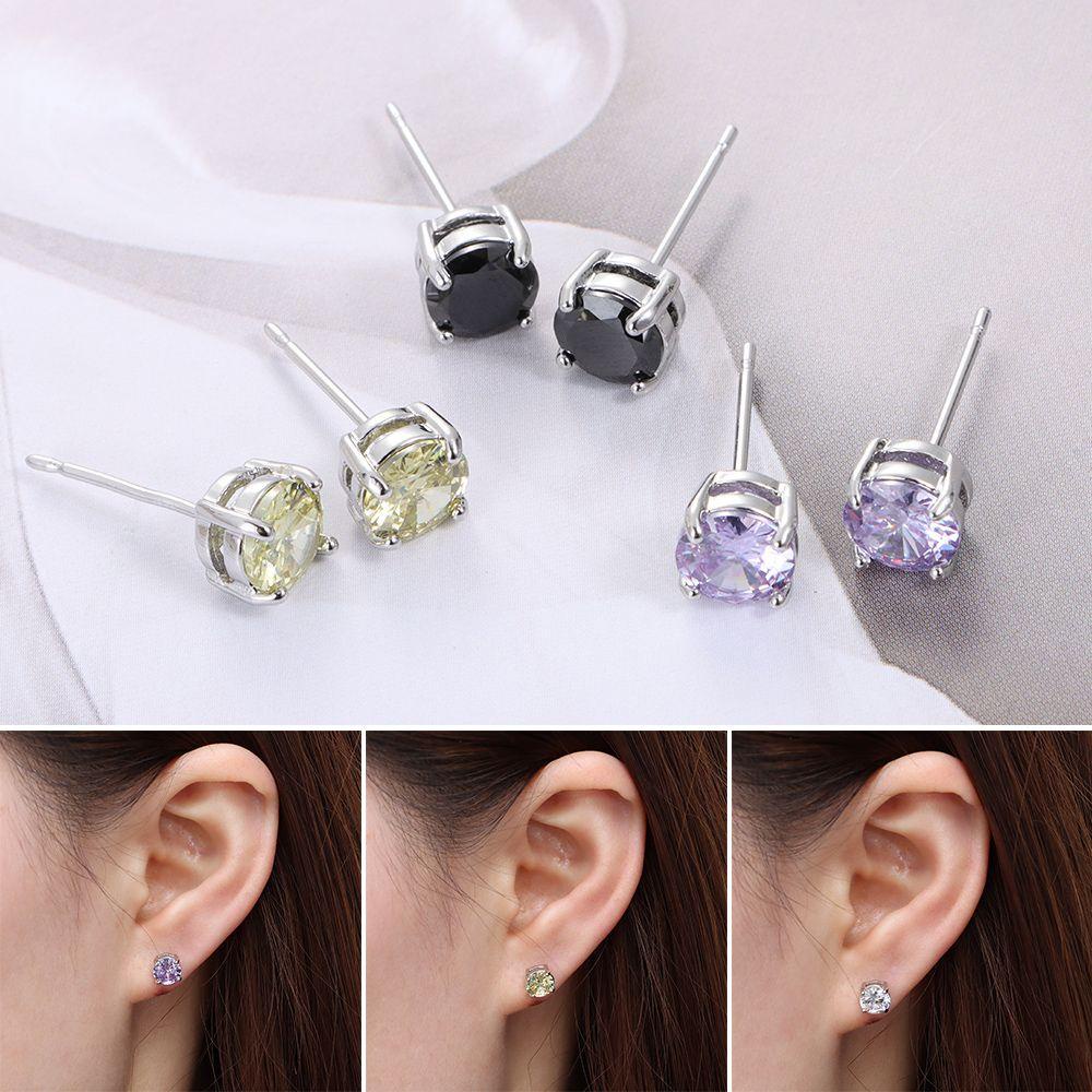 PATH Fashion White Diamond Stud Women Men Shiny Zircon Earrings Wedding|New Jewelry Gifts Piercing Square/Multicolor