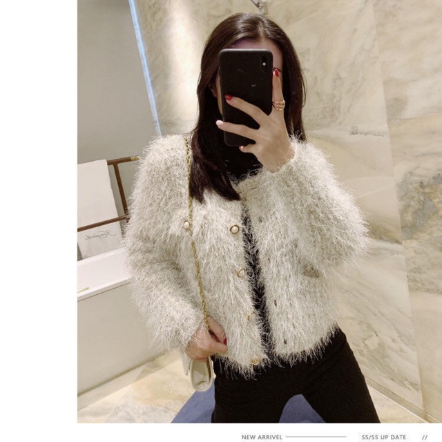 Áo cardigan len lông dài