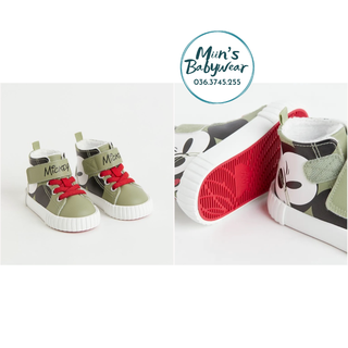 Giày HM UK lót lông nhẹ cao cổ quai dính hình micke.y xanh