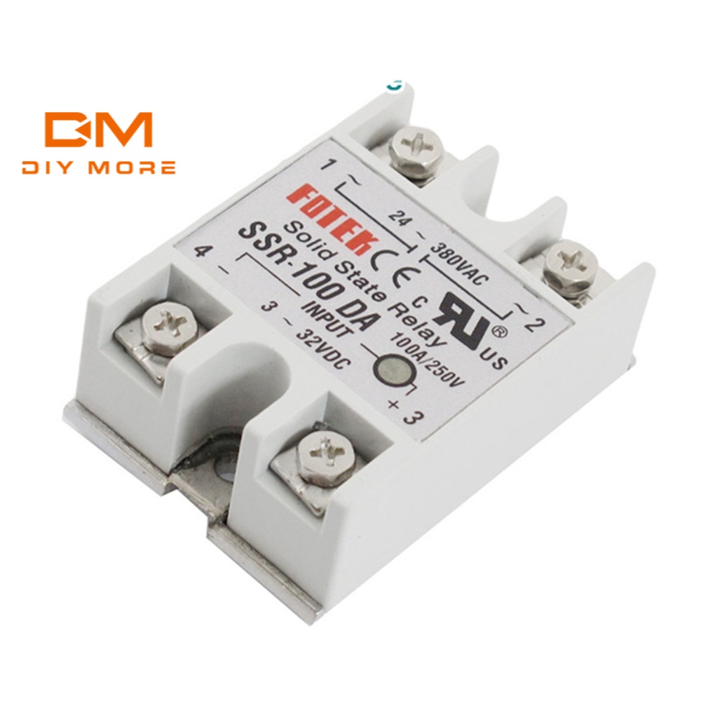 DIYMORE Mô-đun chuyển tiếp trạng thái rắn từ DC sang AC24V-380V 100A 250V SSR-100DA 3-32V