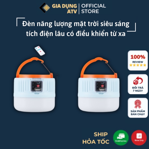 Đèn năng lượng mặt trời cầm tay , đèn tích điện siêu sáng có điều khiển từ xa nhỏ gọn tiện lợi cầm đi được mọi nơi