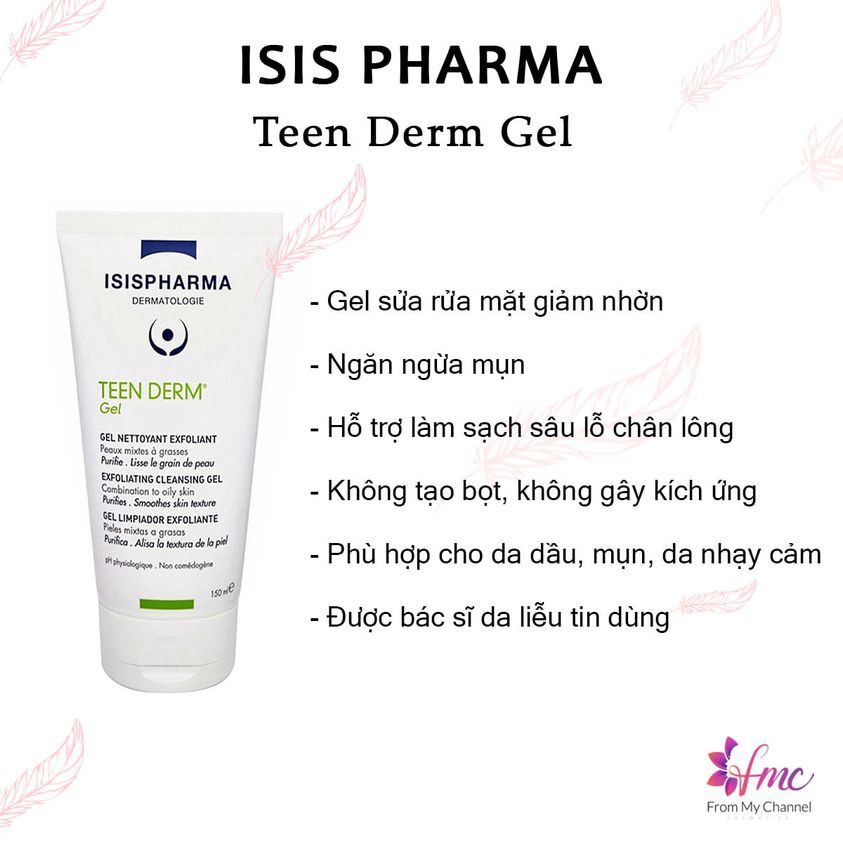 Sữa rửa mặt Isis Pharma Teen Derm Gel giảm nhờn và ngăn ngừa mụn 40ml/150ml