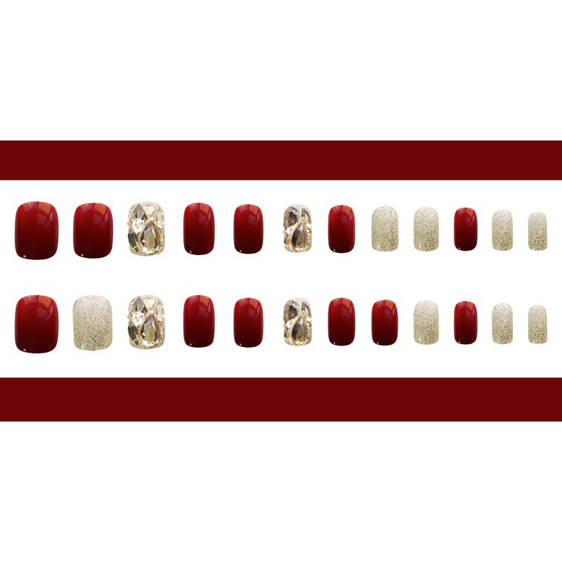 Set 24 móng tay giả đính đá cao cấp bền đẹp NailMay D3