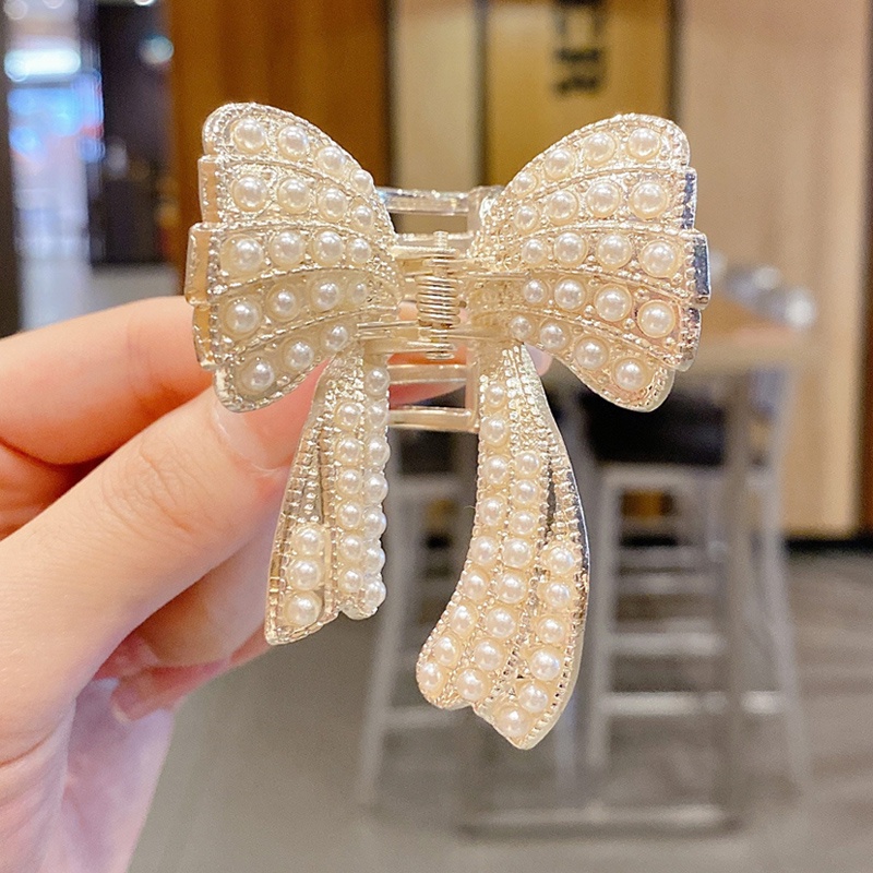 Kẹp Tóc Hình Nơ Đính Ngọc Trai Thời Trang Hàn Quốc Cho Nữ