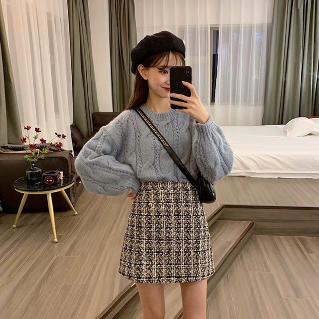 Chân váy dạ tweet có lót trong