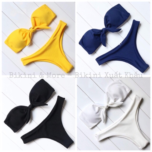 [BKN56] <ÂU> SET BIKINI QUÂY NƠ NGỰC VẢI GÂN 3 MÀU | BigBuy360 - bigbuy360.vn