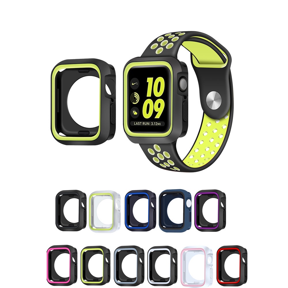 Vỏ bảo vệ bằng silicon kèm dây đeo thích hợp cho đồng hồ thông minh Apple Watch Series 7 Band IWatch 45mm 41mm