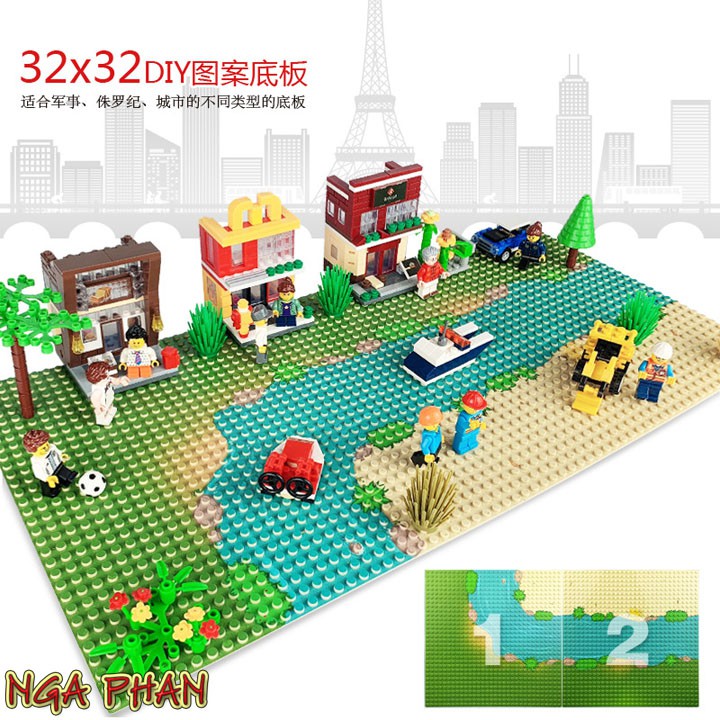Tấm Nền Dòng Sông Đường Thẳng Baseplate Đồ Chơi Xếp Hình Lắp Ráp Lego DIY