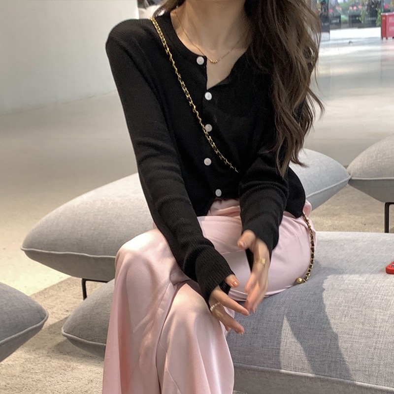 【ZHELIHANGFEI】Áo Khoác Cardigan Dệt Kim Tay Dài Dáng Rộng Chống Nắng Thời Trang Cho Nữ