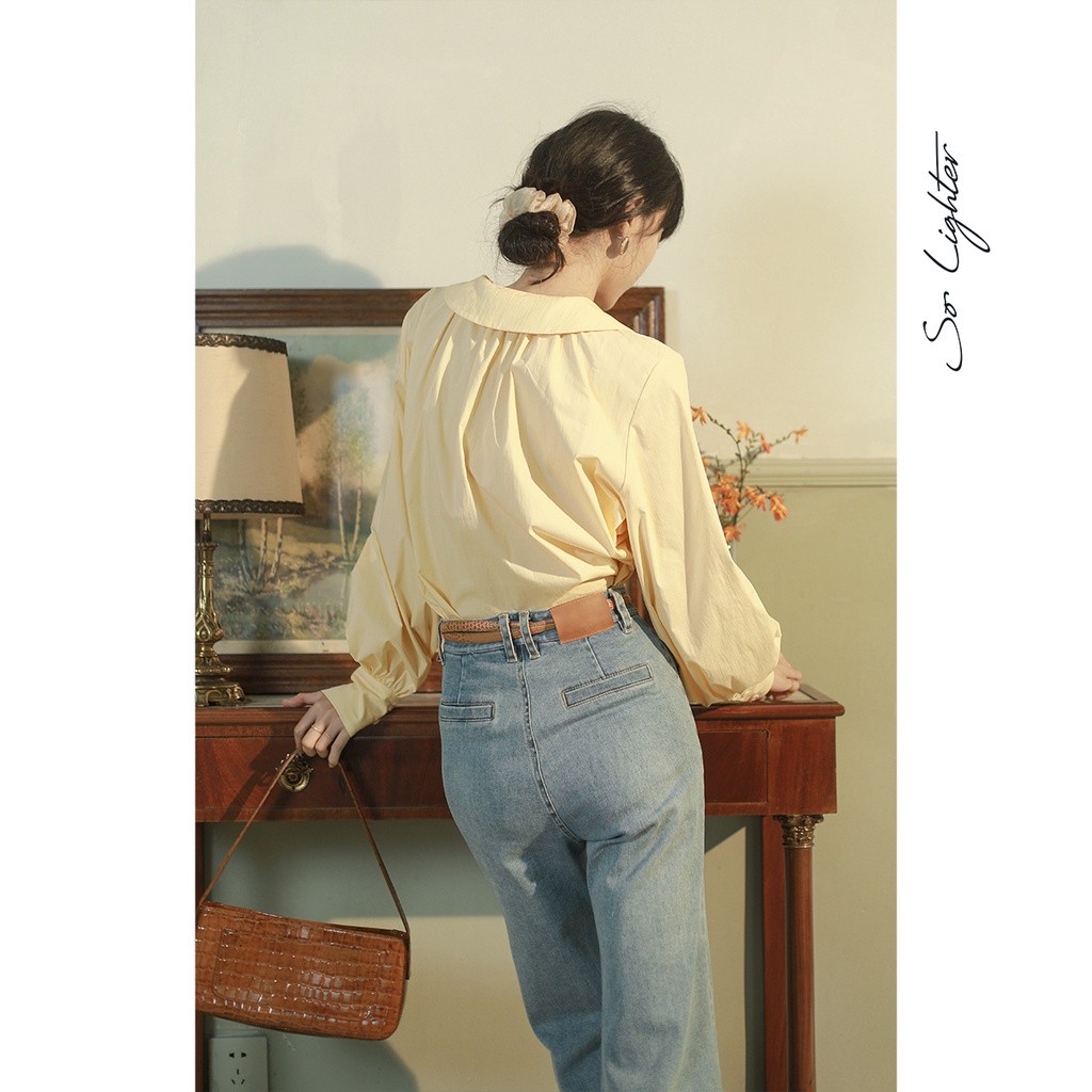 Áo sơ mi Chiffon dài tay cổ V thời trang mùa hè Hàn Quốc thanh lịch tinh tế cho nữ