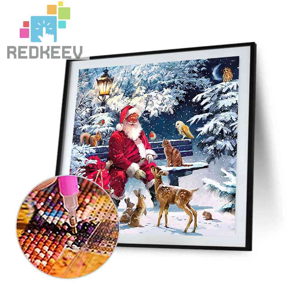 Bộ Tranh Đính Đá Tự Làm Toàn Diện 5D DIY Hình Ông Già Noel Và Động Vật 5D