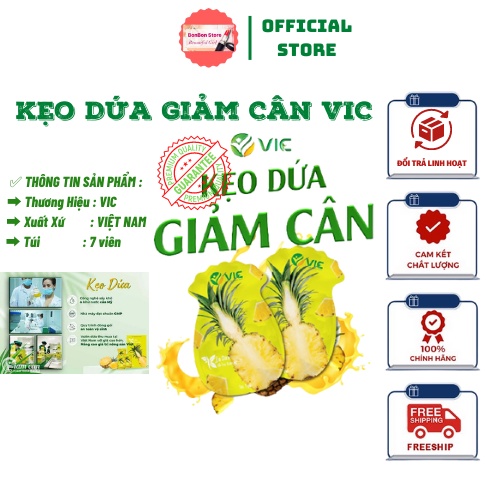 Kẹo Dứa Giảm Cân VIC, hỗ trợ giảm cân an toàn và hiệu quả (túi 7 viên)