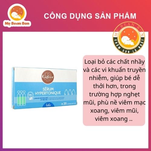 Nước rửa mũi Gifrer tép Xanh 20 ống của Pháp tránh nghẹt mũi cho bé, dùng được ở trẻ sơ sinh, trẻ em và người lớn