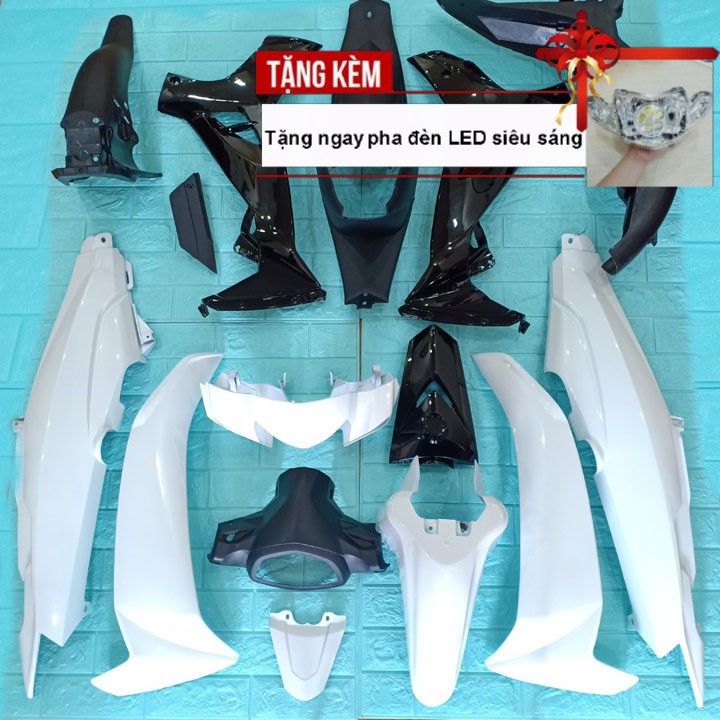 Dàn áo xe SIRIUS màu TRẮNG phanh CƠ , nhựa ABS nguyên sinh cao cấp - TẶNG NGAY PHA ĐÈN BÓNG LED CỰC SÁNG